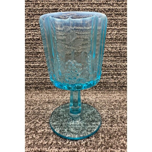 Westmoreland Paneled Grape Blue Opalescent Goblet Wine Glass - 3 available - Picture 1 of 6